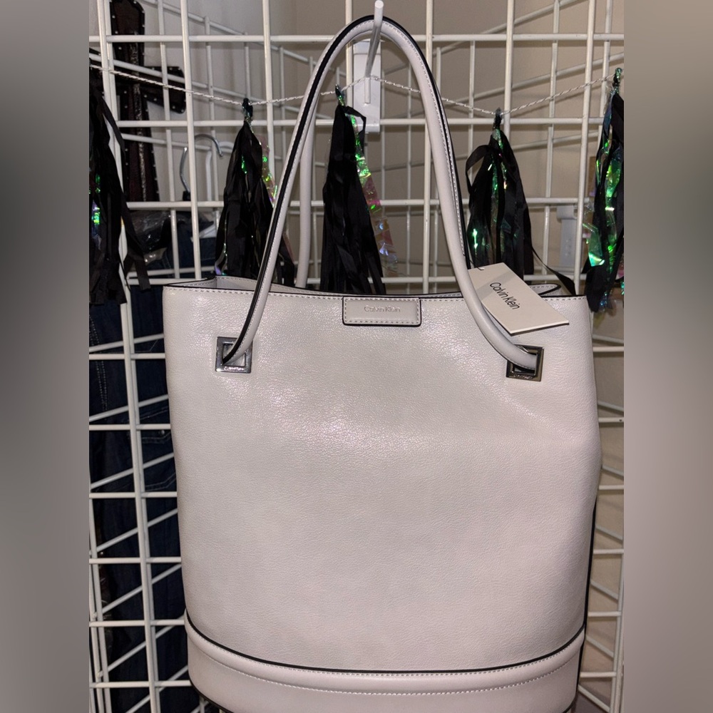 Calvin Klein Light Grey Bucket Tote Bag